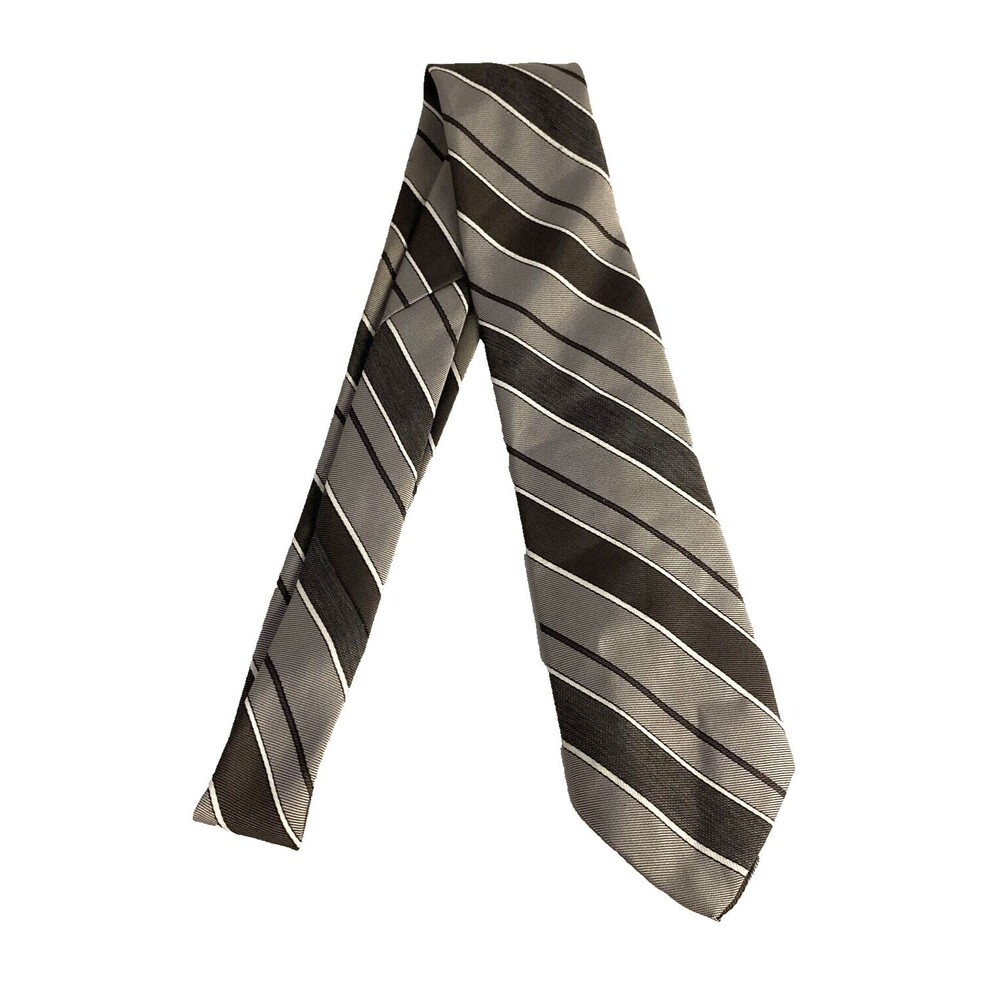 #8016 KETCH GRAY STRIPED POLYESTER TIE 3 in X 55 in